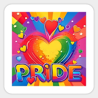 Pride -  Rainbow Heart Explosion I Sticker